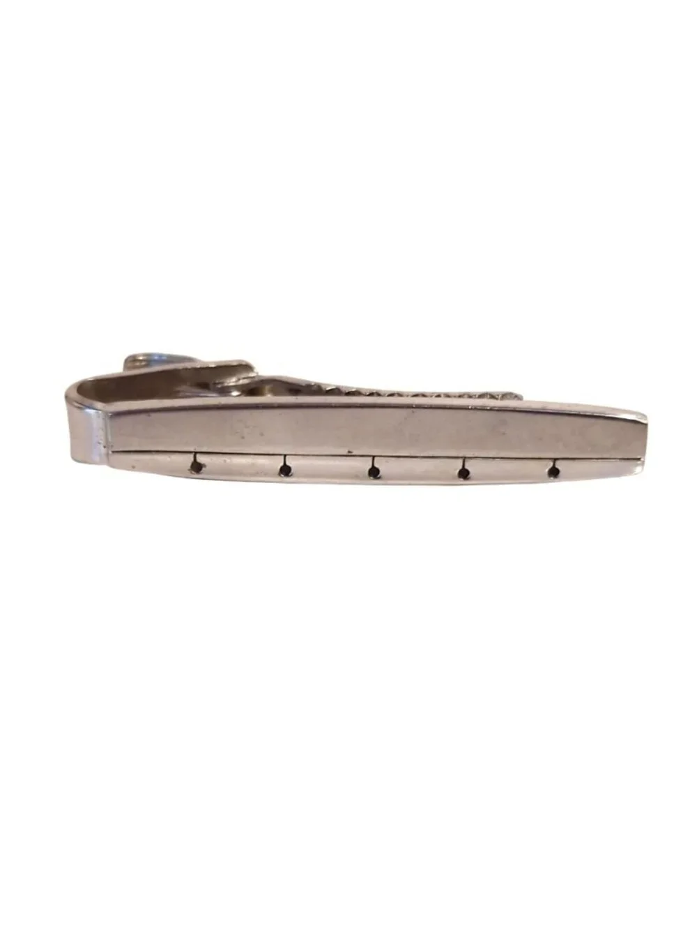 Speidel Silver Tone Cufflinks Tie Clip Set Cutout Design Vintage